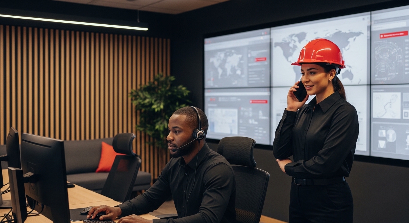 Equipe técnica em atendimento